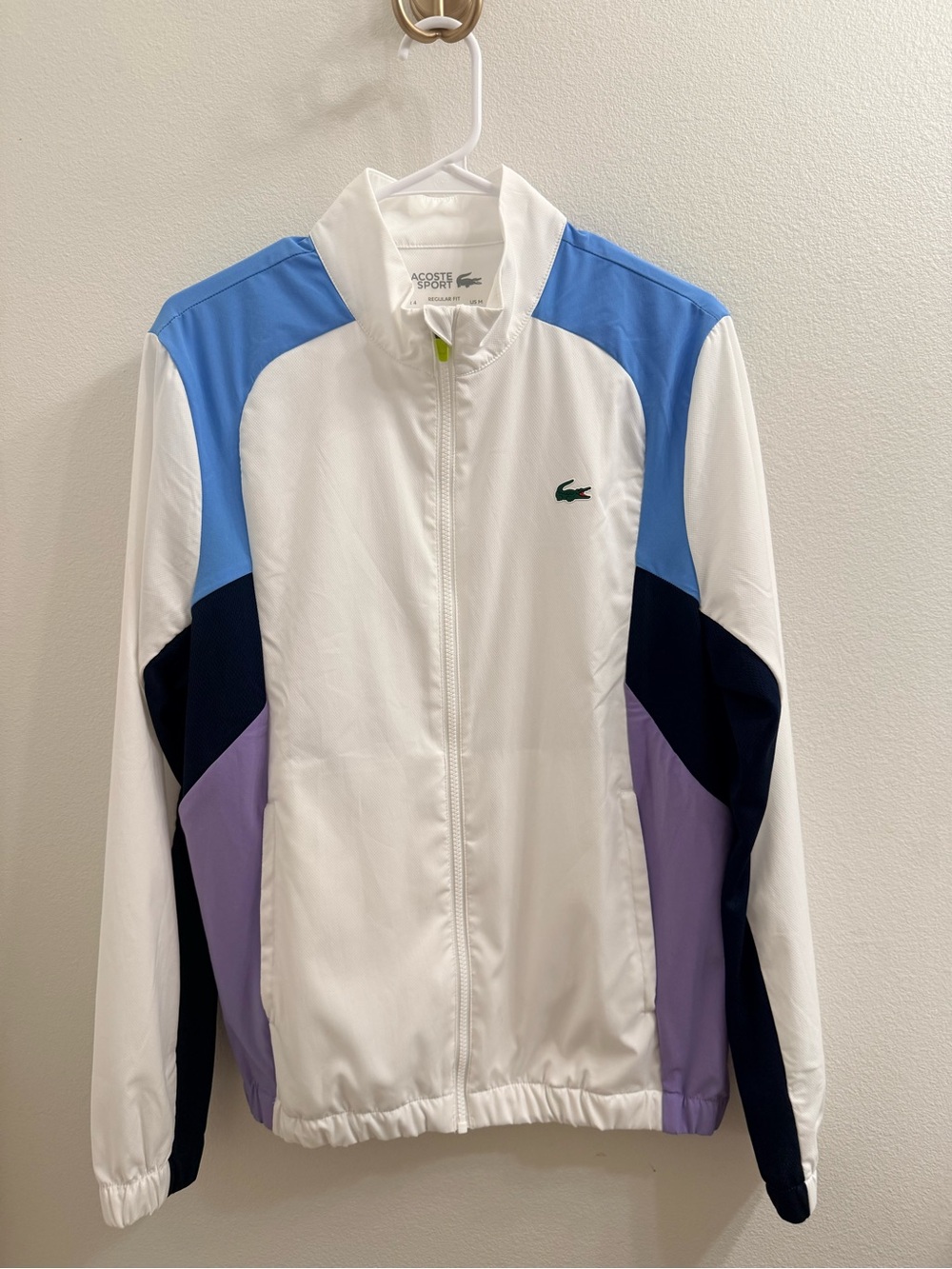 Lacoste White, Light Blue & Lavender Colorblock Track Jacket